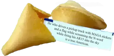 He who drives a pickup truck with MAGA stickers and a flag while screaming the N-word while firing his AR15 into the sky  is a true American.